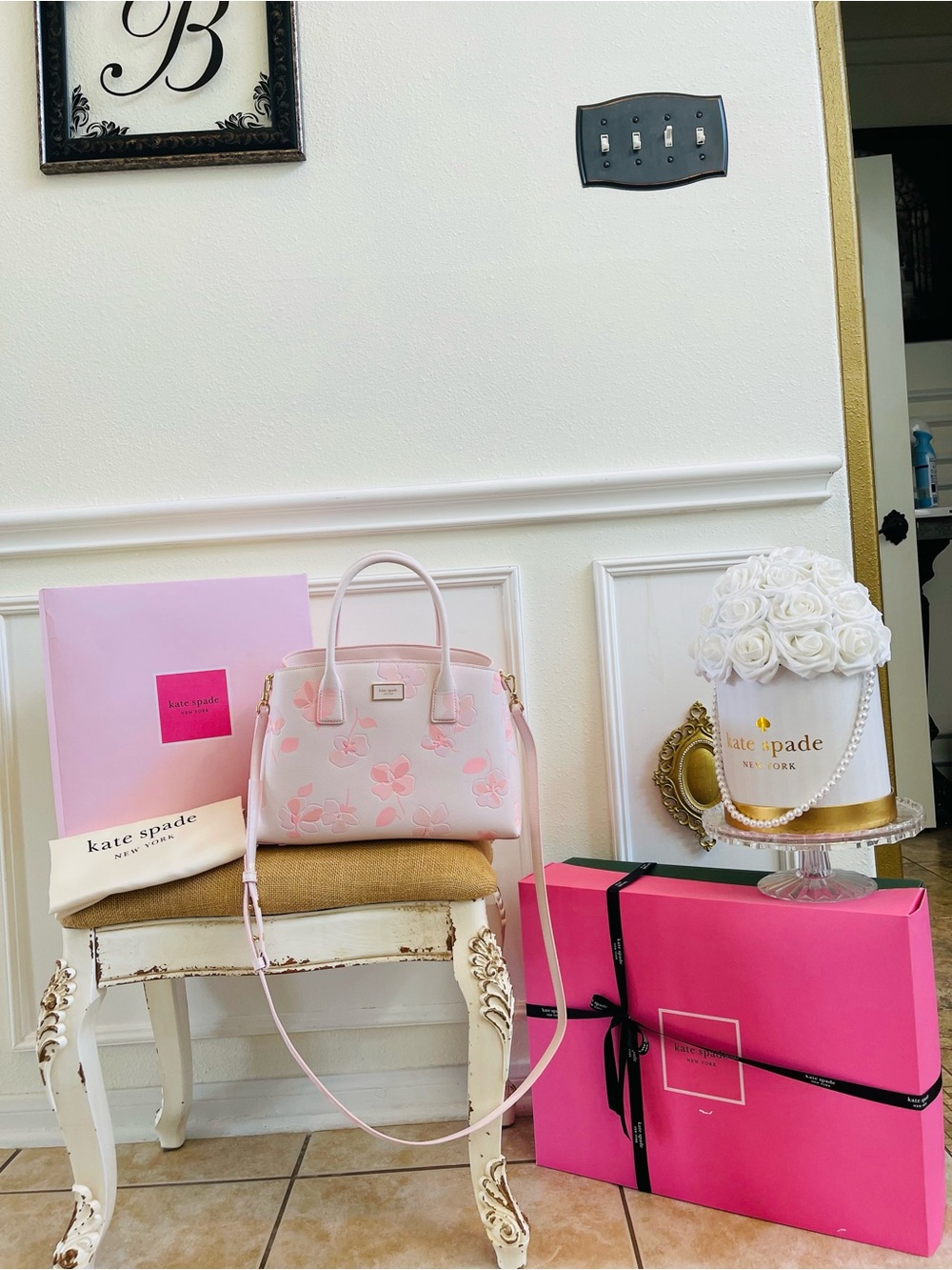 Kate Spade New York serena spring pansies embossed satchel - Picture 16 of 16